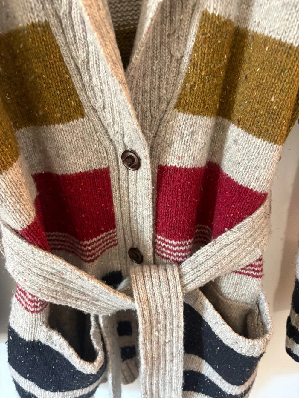 Camp Stripe Lambswool Blend Wrap Cardigan Like New Small